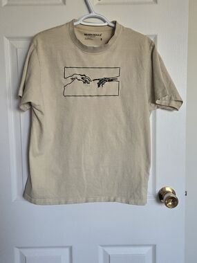 Seven Souls Beige Graphic Tee - Men's Casual Shirt